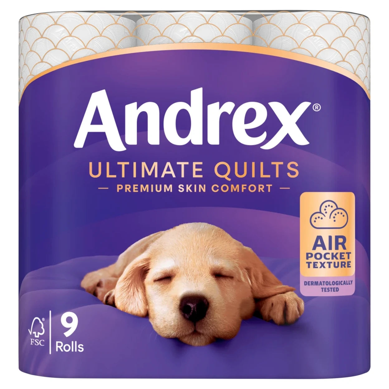 Andrex Ultimate Quilts Premium Toilet Tissue 3 Ply | 36 Rolls (4 x 9 Rolls) | Soft & Strong