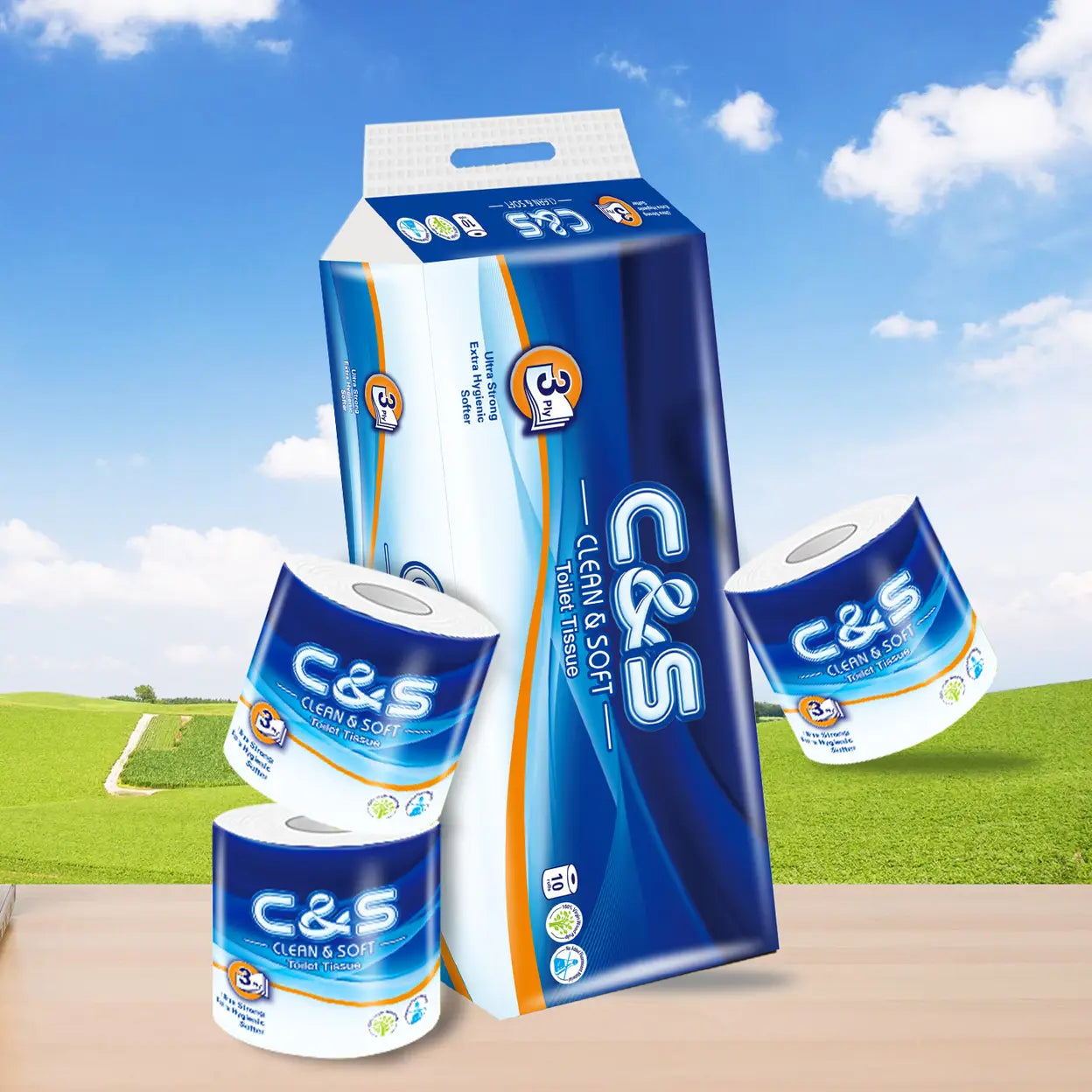 C&S Virgin Wood Pulp Toilet Tissue 3 Ply | 40 Rolls (4 x 10 Rolls) | Soft & Durable Family Pack