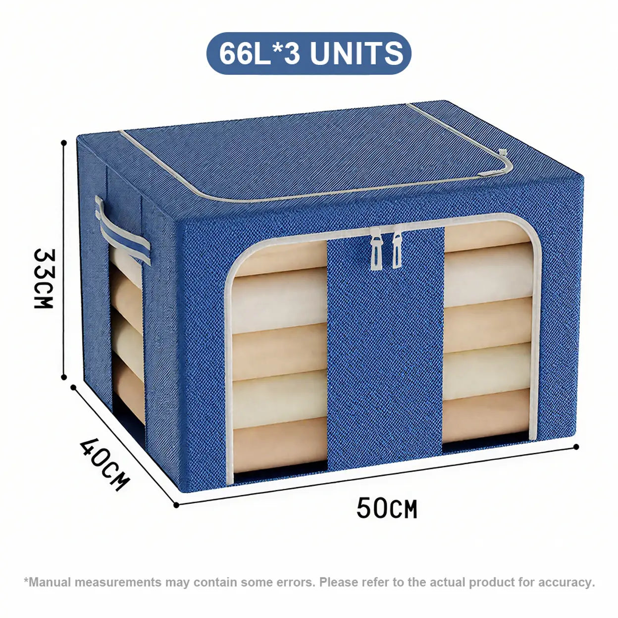 Storage Box Antibacterial Large Cloth Quilt Fabric Sorting Box Oxford Fabric Folding Storage Box 66 L x 3pcs