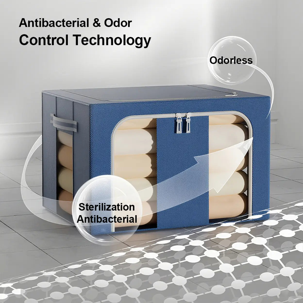 Storage Box Antibacterial Large Cloth Quilt Fabric Sorting Box Oxford Fabric Folding Storage Box 66 L x 3pcs