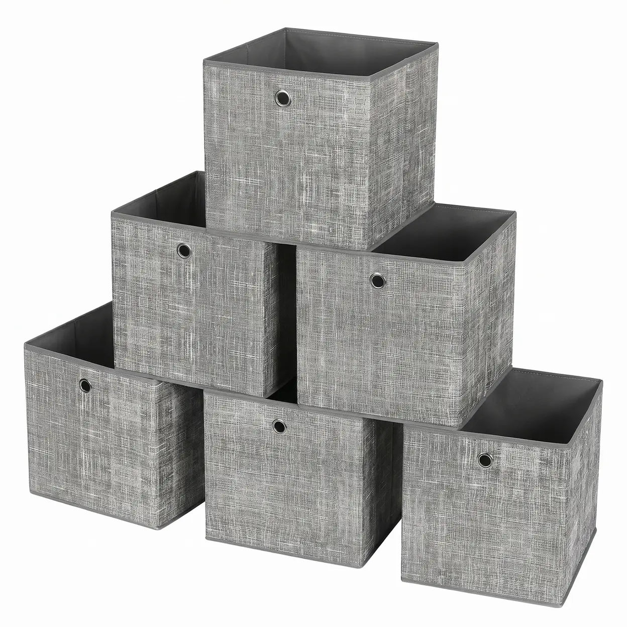 Foldable Storage Boxes, Set of 6 Fabric Boxes, 30 x 30 x 30 cm, Fit Cube Storage Unit, for Shelves, Clothes Storage, Grey