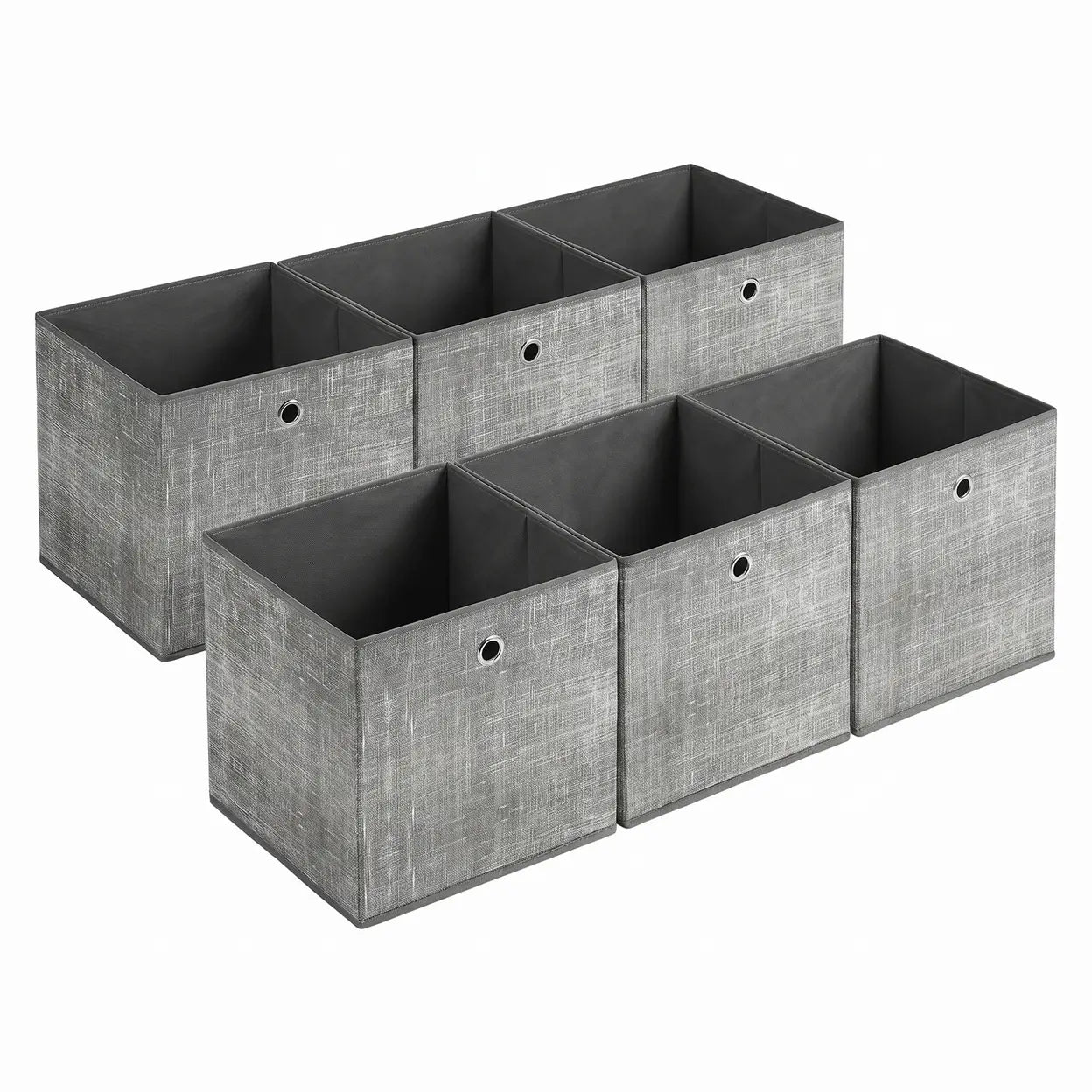 Foldable Storage Boxes, Set of 6 Fabric Boxes, 30 x 30 x 30 cm, Fit Cube Storage Unit, for Shelves, Clothes Storage, Grey