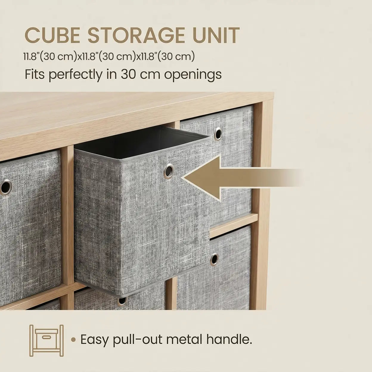 Foldable Storage Boxes, Set of 6 Fabric Boxes, 30 x 30 x 30 cm, Fit Cube Storage Unit, for Shelves, Clothes Storage, Grey