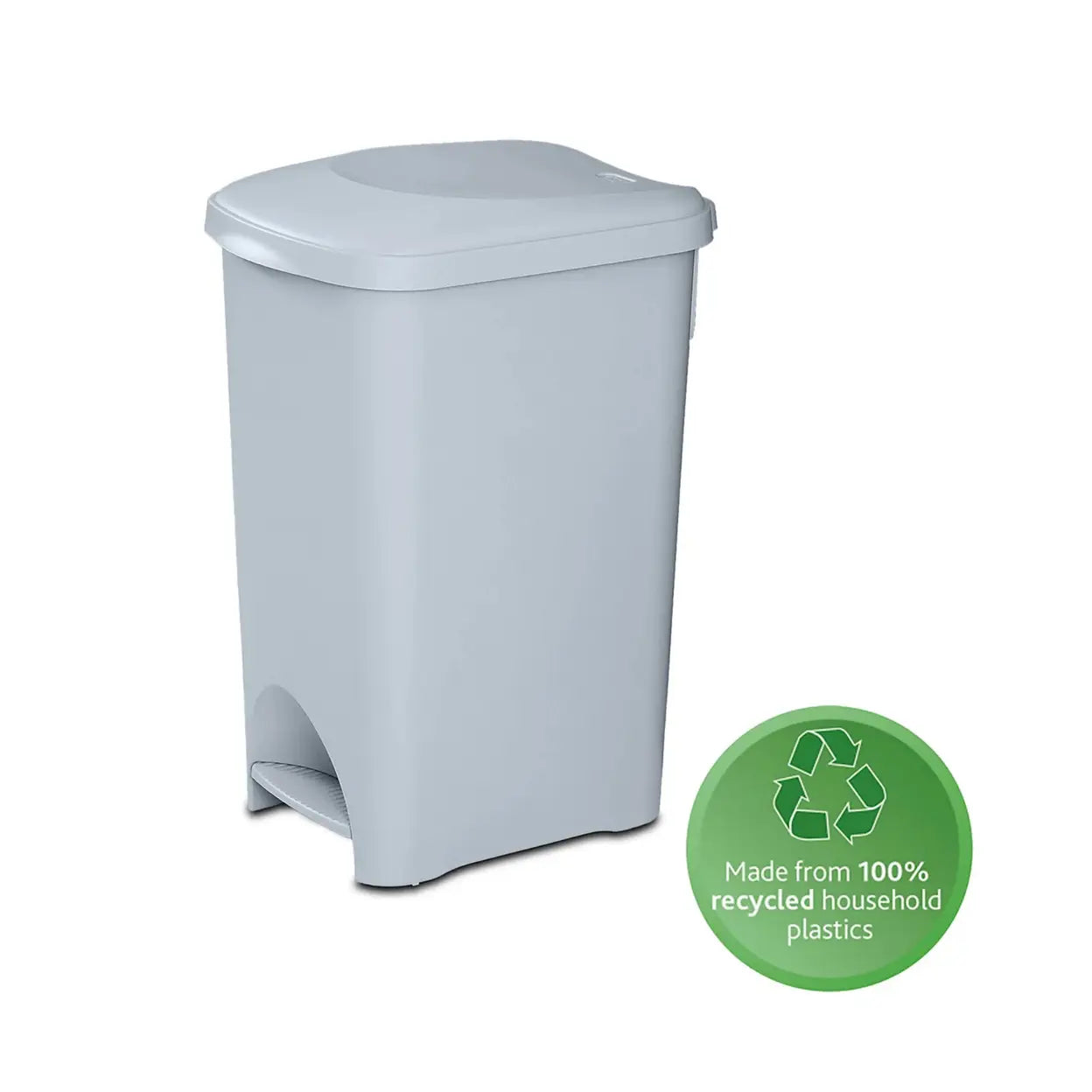 Addis Eco 40L Kitchen Pedal Bin | 100% Recycled Plastic Waste Bin | Light Grey