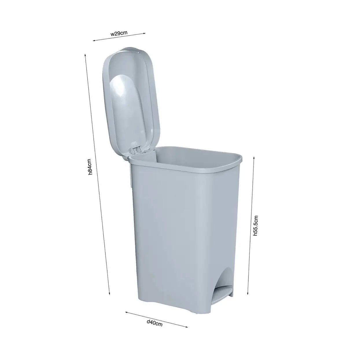 Addis Eco 40L Kitchen Pedal Bin | 100% Recycled Plastic Waste Bin | Light Grey