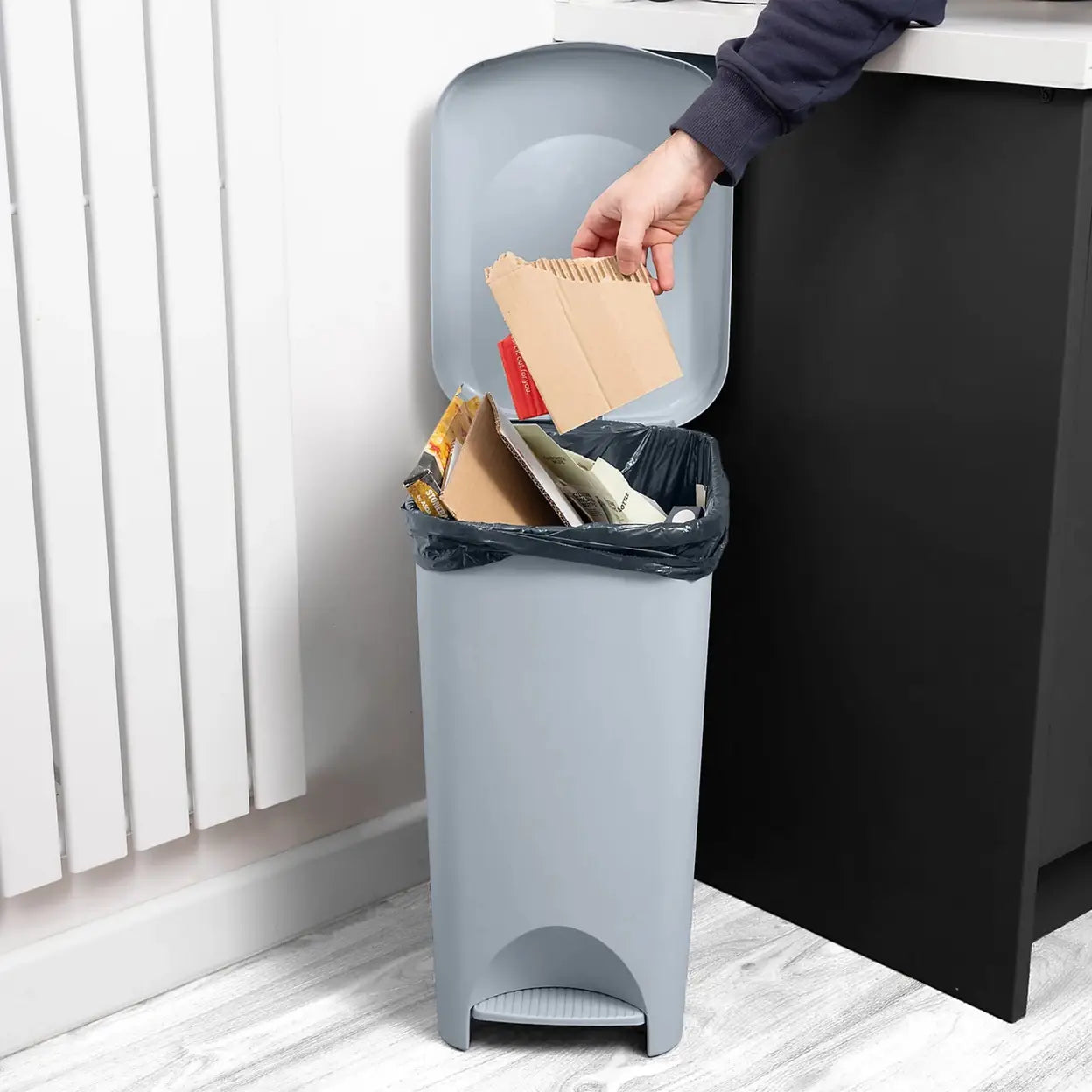 Addis Eco 40L Kitchen Pedal Bin | 100% Recycled Plastic Waste Bin | Light Grey
