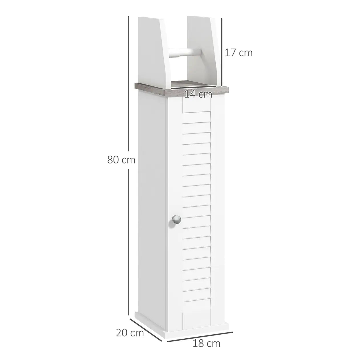 Slim Bathroom Floor Cabinet with Toilet Roll Holder & Adjustable Shelf White Storage Unit