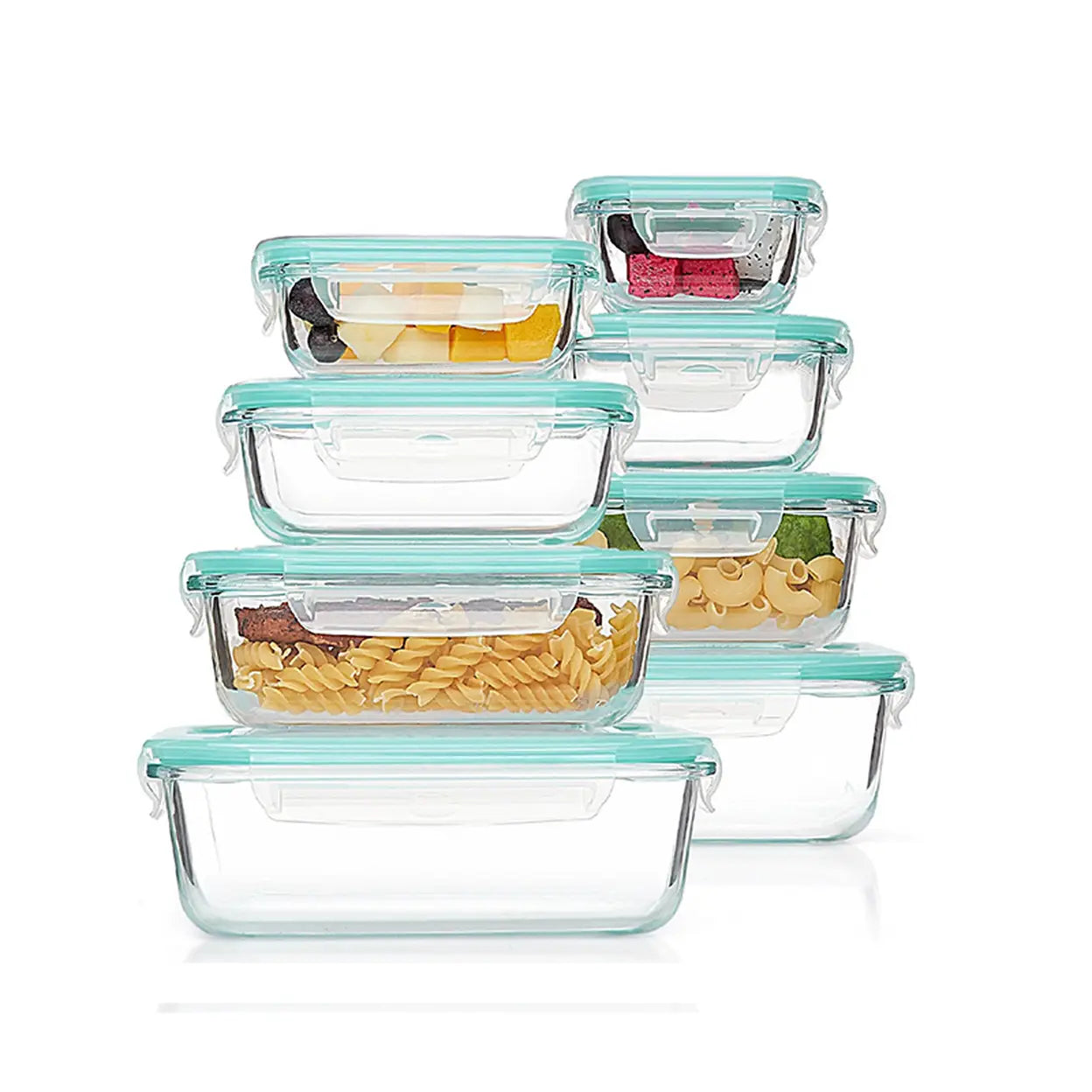JORDAN&JUDY 8pc High Borosilicate Glass Food Storage Containers with Airtight Lids, Leakproof Meal Prep Set (150ml-1040ml)