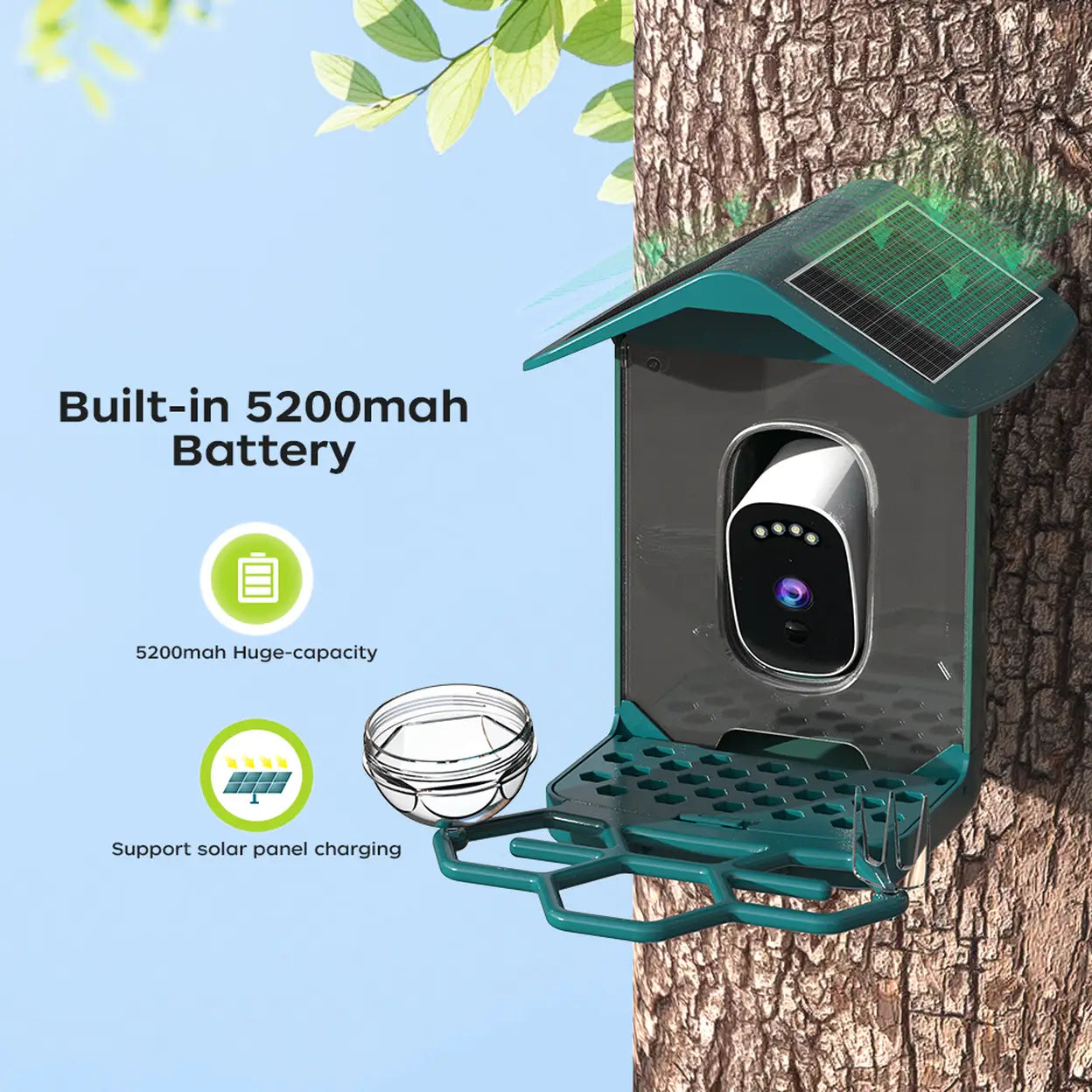 JOOAN Solar Smart Bird Feeder with 2K Camera & Live App View