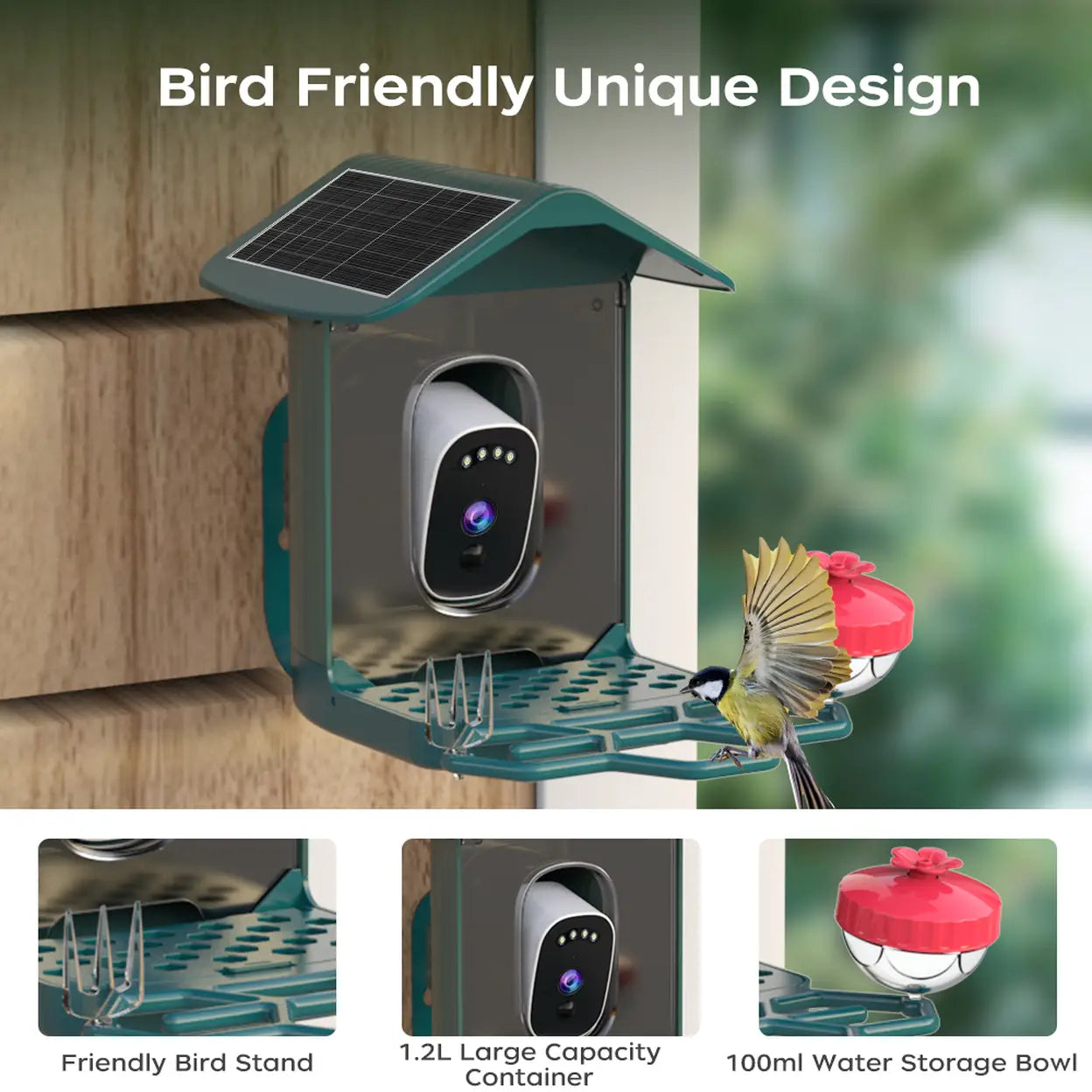 JOOAN Solar Smart Bird Feeder with 2K Camera & Live App View