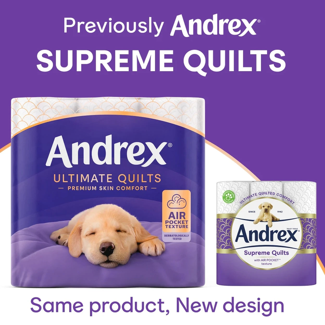 Andrex Ultimate Quilts Premium Toilet Tissue 3 Ply | 36 Rolls (4 x 9 Rolls) | Soft & Strong