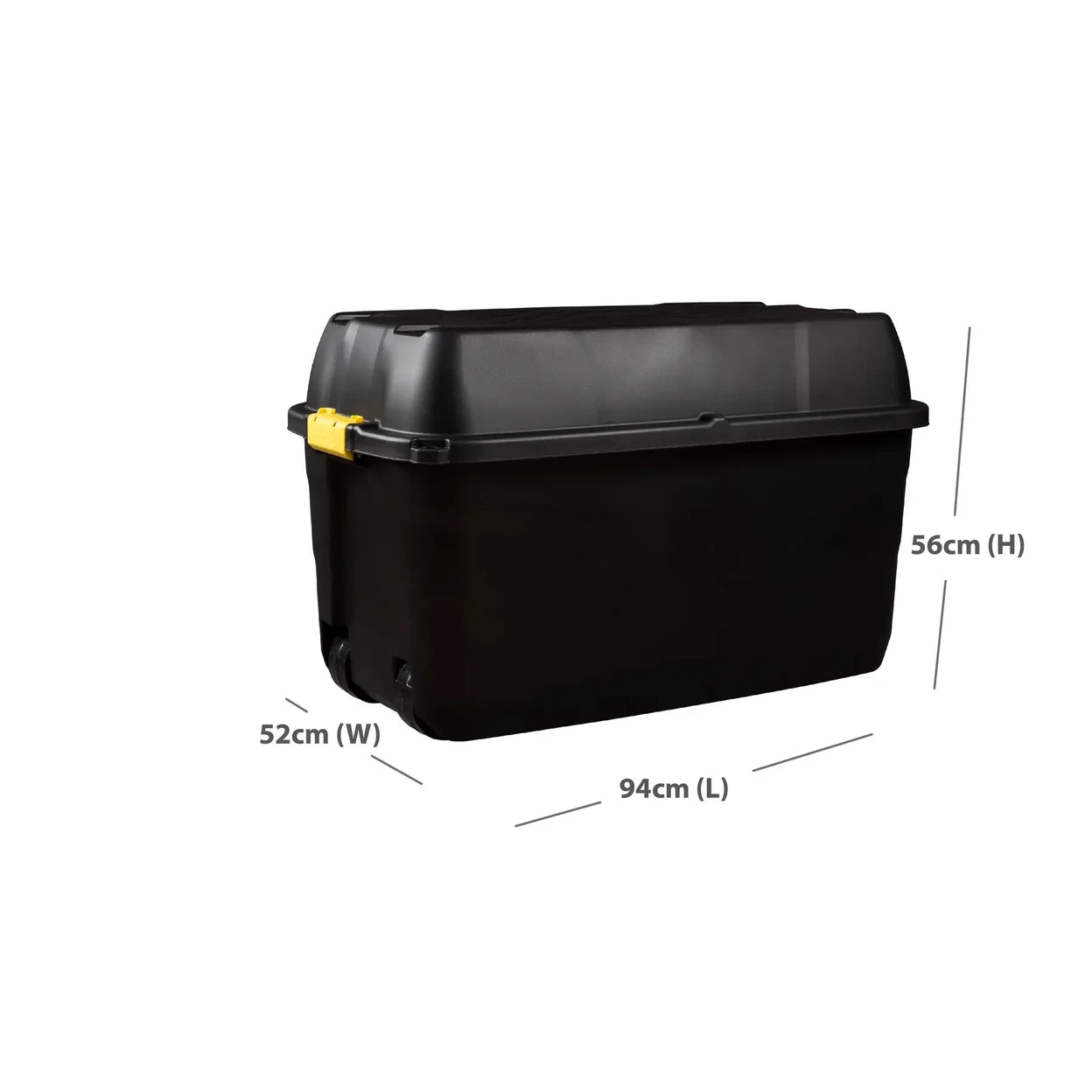 Strata Heavy Duty Storage Box with Lid & Wheels 175L Black | Large Outdoor Storage Trunk