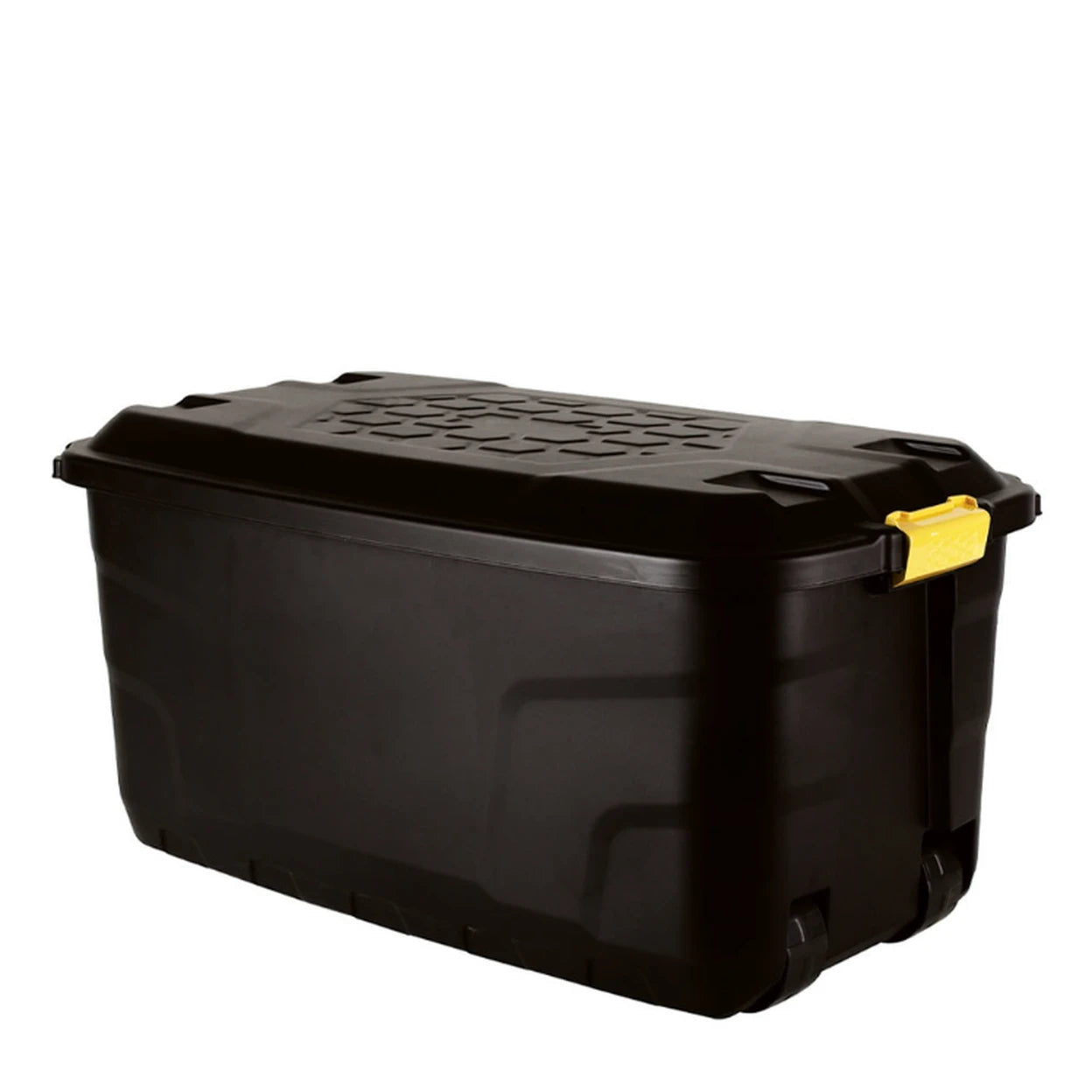 Strata Heavy Duty Storage Box with Lid & Wheels 145L Black | Large Storage Trunk