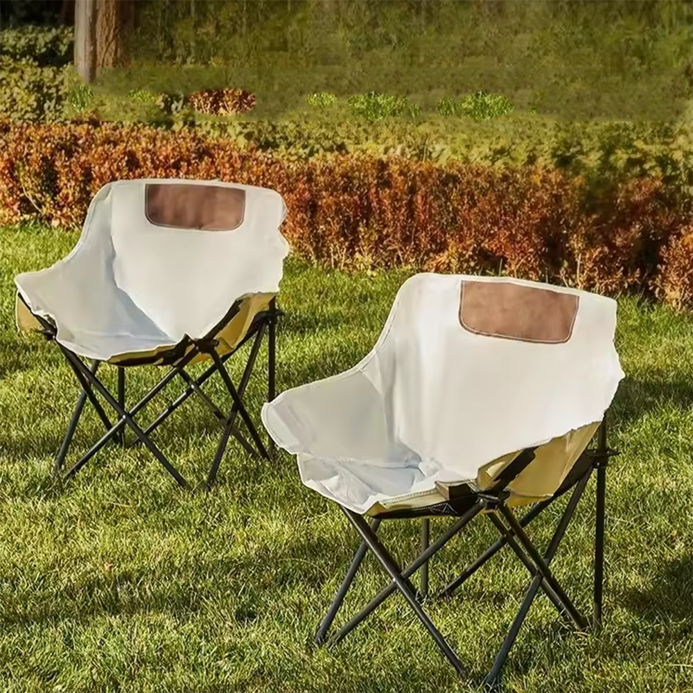 Portable Folding Camping Chair with Carry Bag, Side Pocket & Padded Headrest