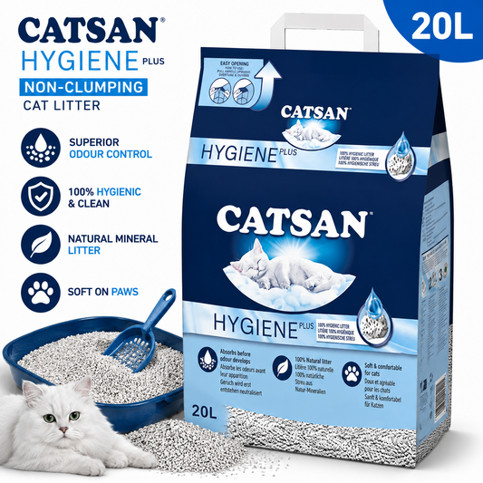 CATSAN Hygiene Plus Cat Litter 20L Non Clumping Odour Control Pet Litter 20L