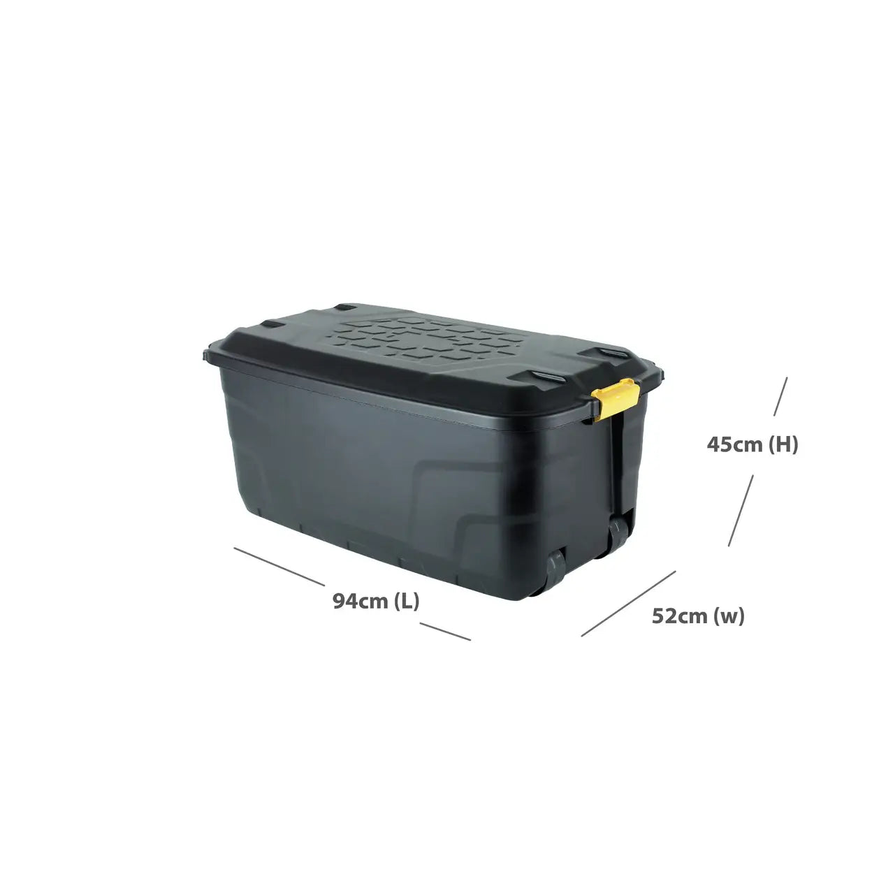Strata Heavy Duty Storage Box with Lid & Wheels 145L Black | Large Storage Trunk