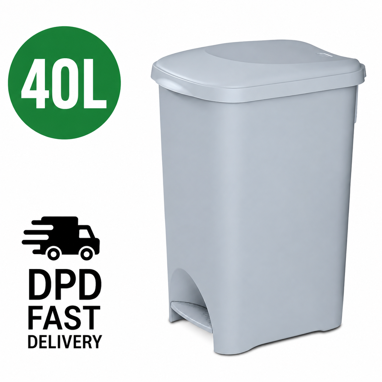 Addis Eco 40L Kitchen Pedal Bin | 100% Recycled Plastic Waste Bin | Light Grey